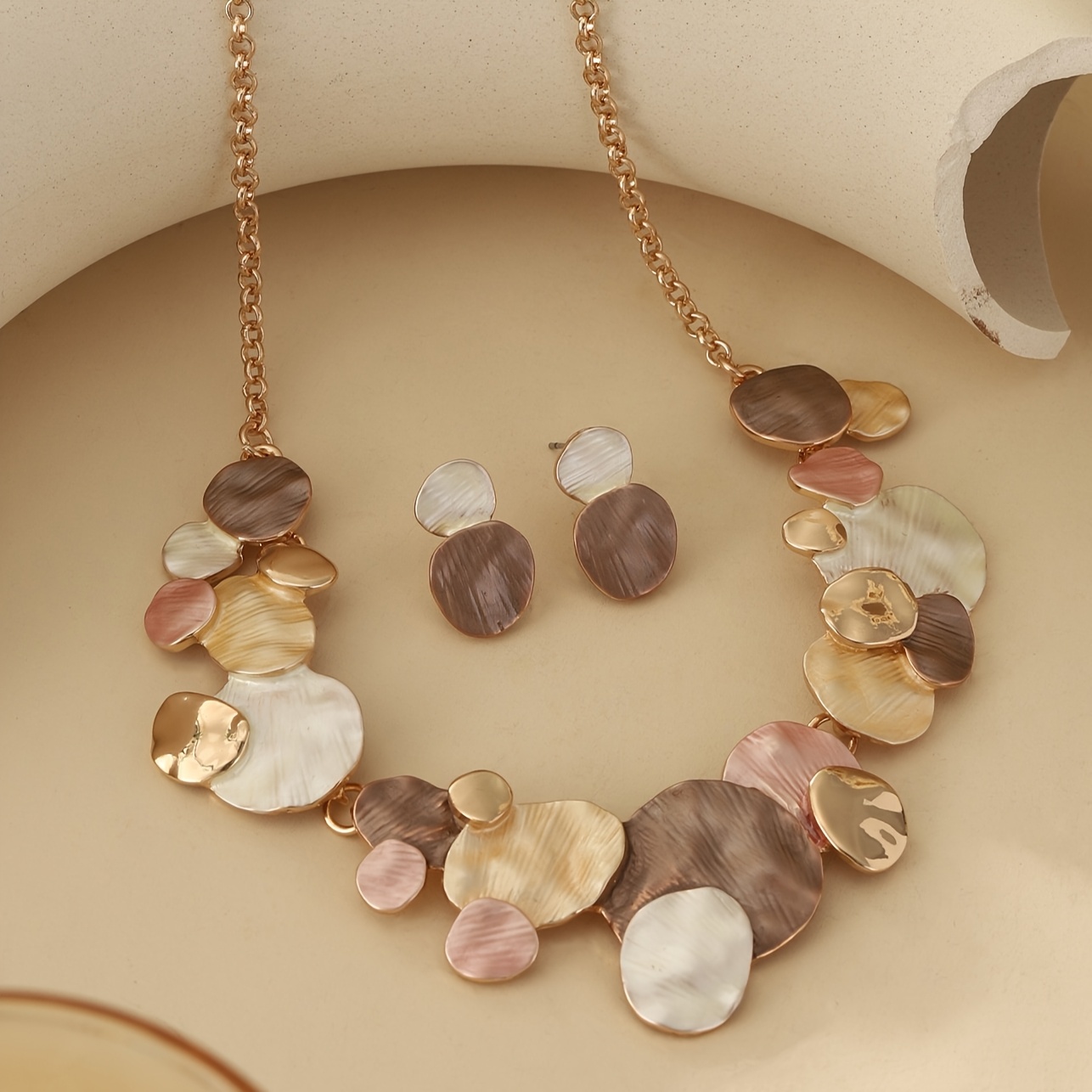 Colorful Enamel Geometric Round Jewelry Set